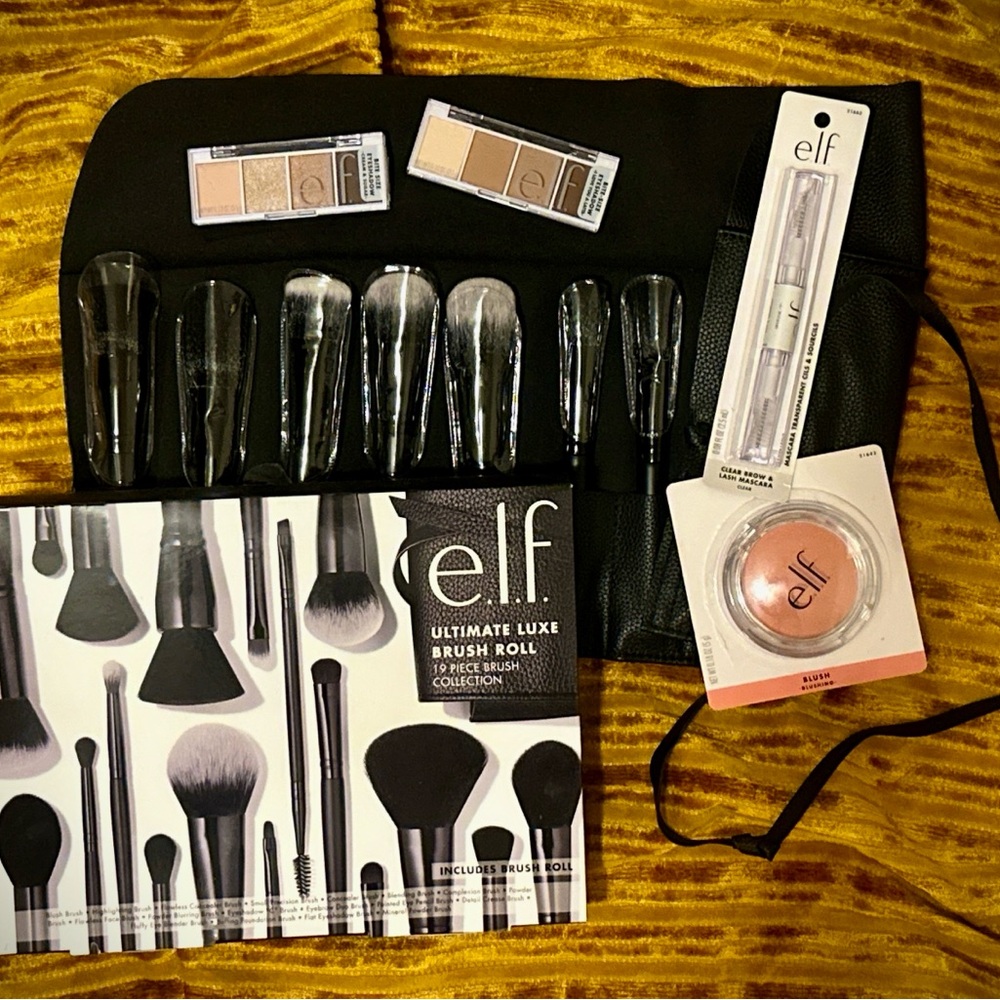 ELF | Brush Set | Clear Brow & Lash Mascara | Blush | 2 Bite-Size Eyeshadows